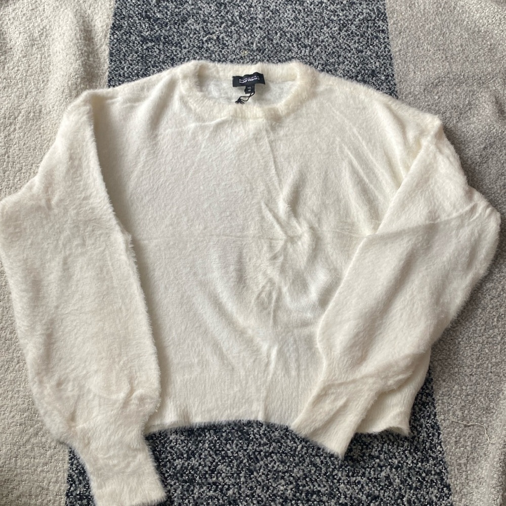 Express White Fuzzy Sweater